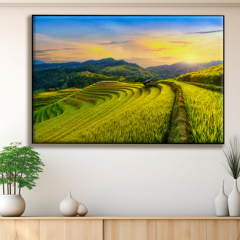 Textilspannrahmen mit Motiv: Reisfeld