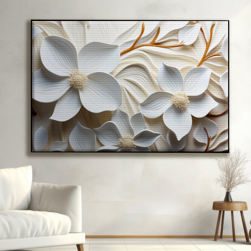 Akustikstoff mit Motiv: 3D Blumenmuster