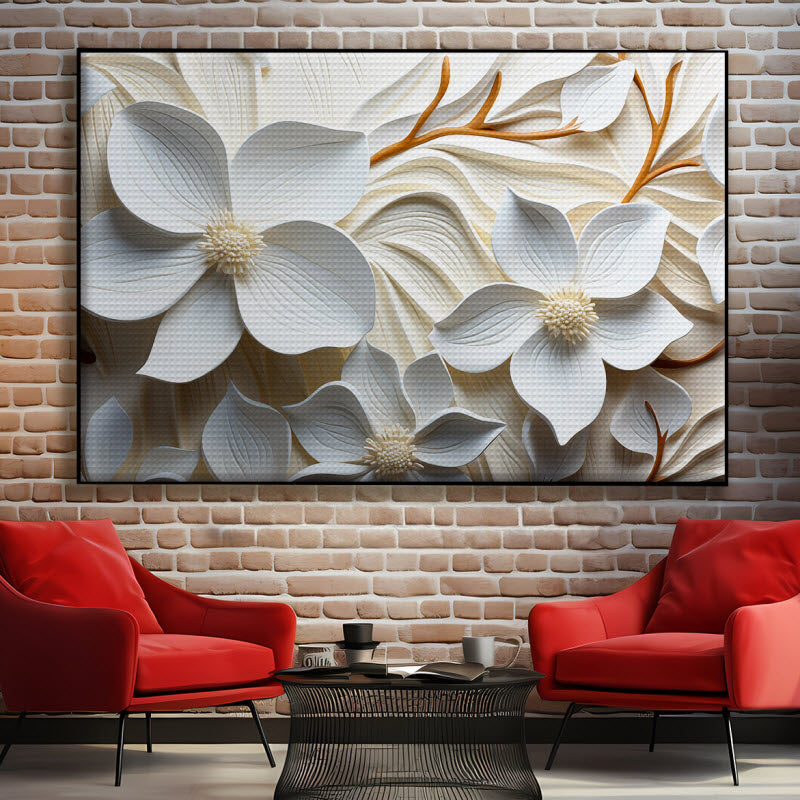 Akustikstoff mit Motiv: 3D Blumenmuster