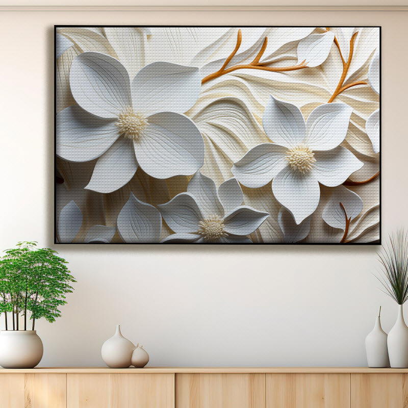 Akustikstoff mit Motiv: 3D Blumenmuster