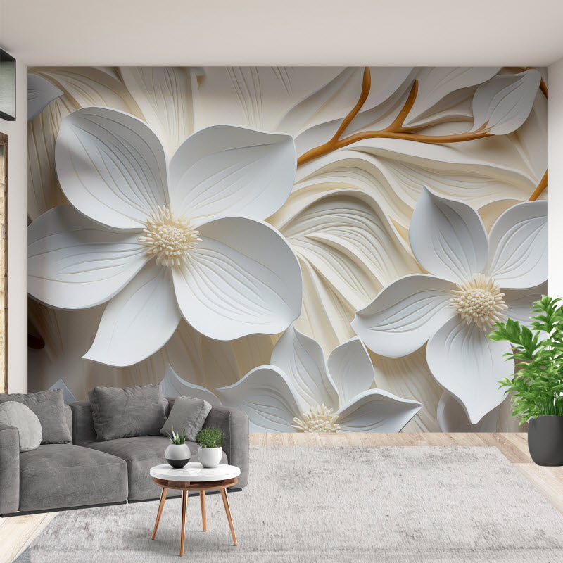Tapete mit Motiv: 3D Blumenmuster