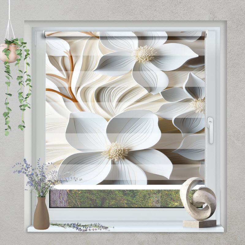 Klemmfix Doppelrollo mit Motiv: 3D Blumenmuster