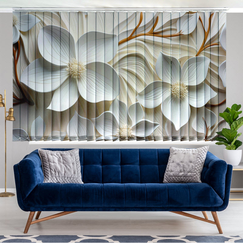 Lamellenvorhang mit Motiv: 3D Blumenmuster