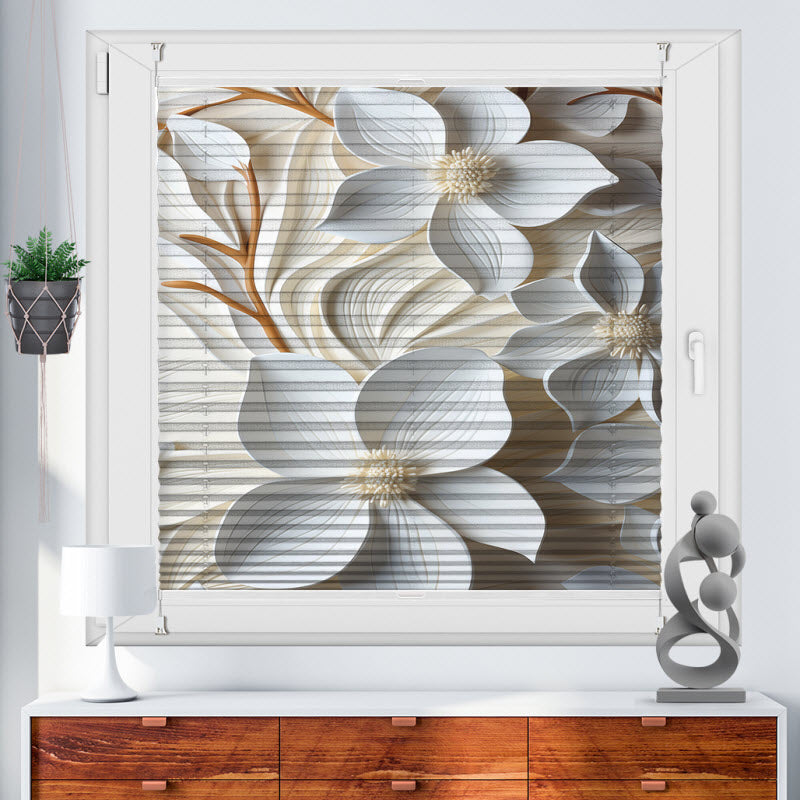 Plissee mit Motiv: 3D Blumenmuster
