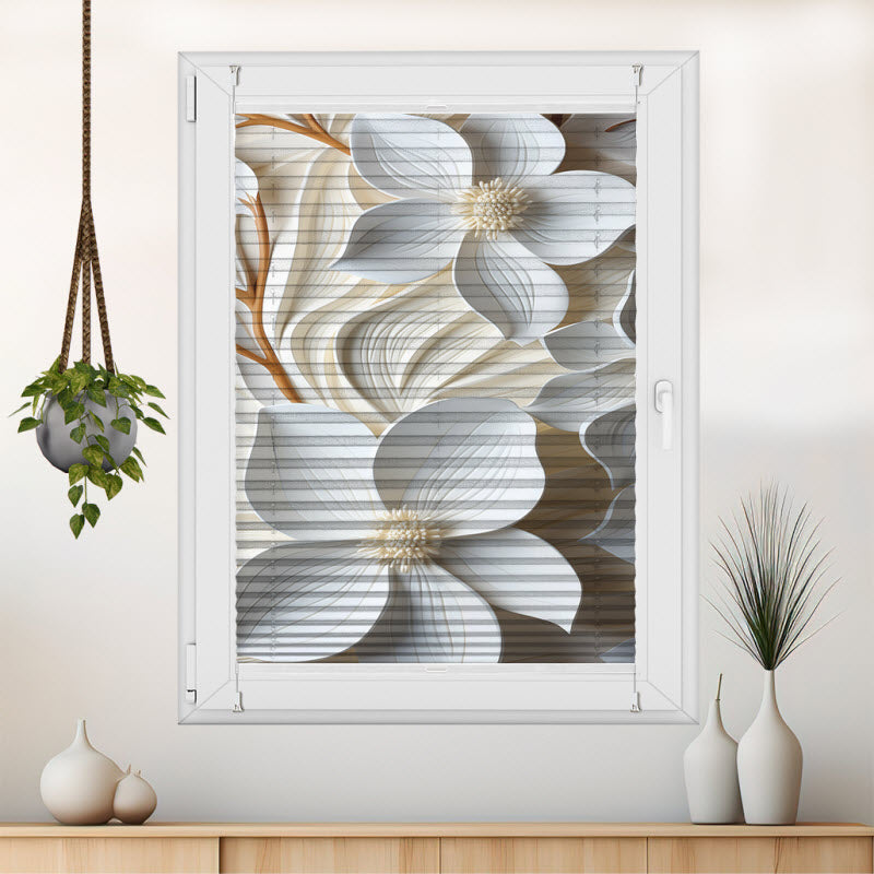 Plissee mit Motiv: 3D Blumenmuster