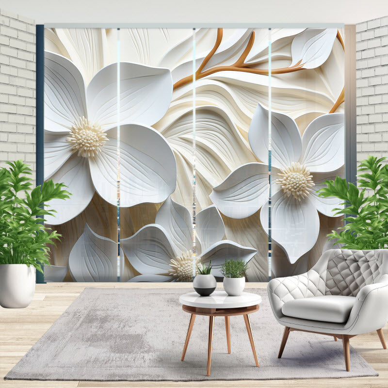 Schiebegardine mit Motiv: 3D Blumenmuster