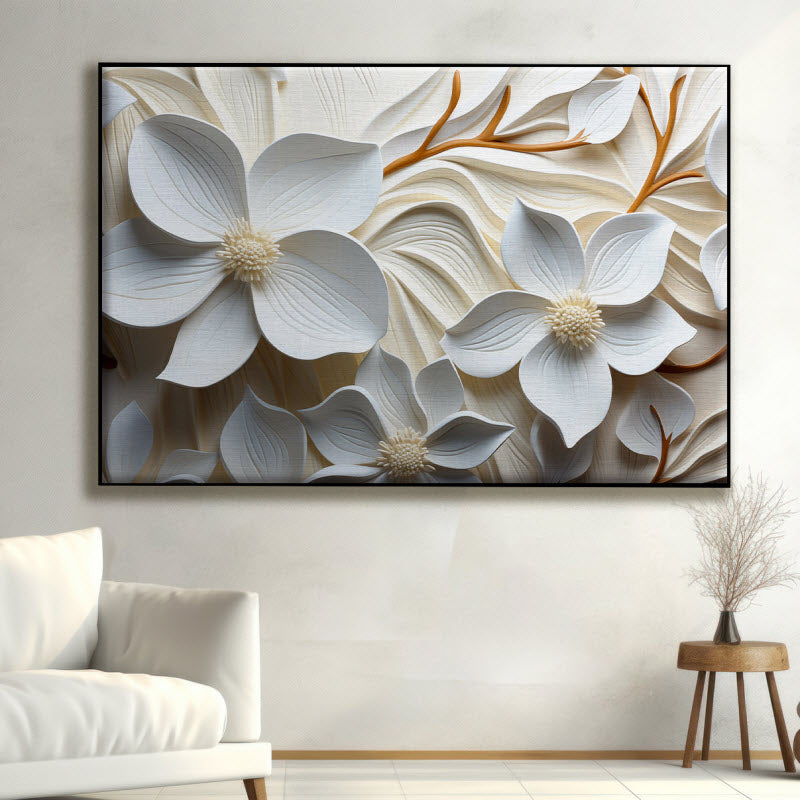 Textilspannrahmen mit Motiv: 3D Blumenmuster