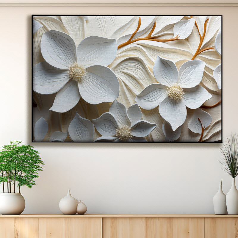 Textilspannrahmen mit Motiv: 3D Blumenmuster