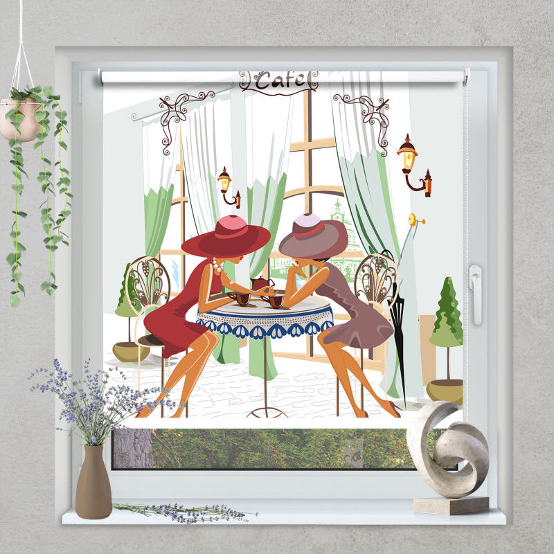 Klemmfix Rollo mit Motiv: Modische Frauen im Cafe