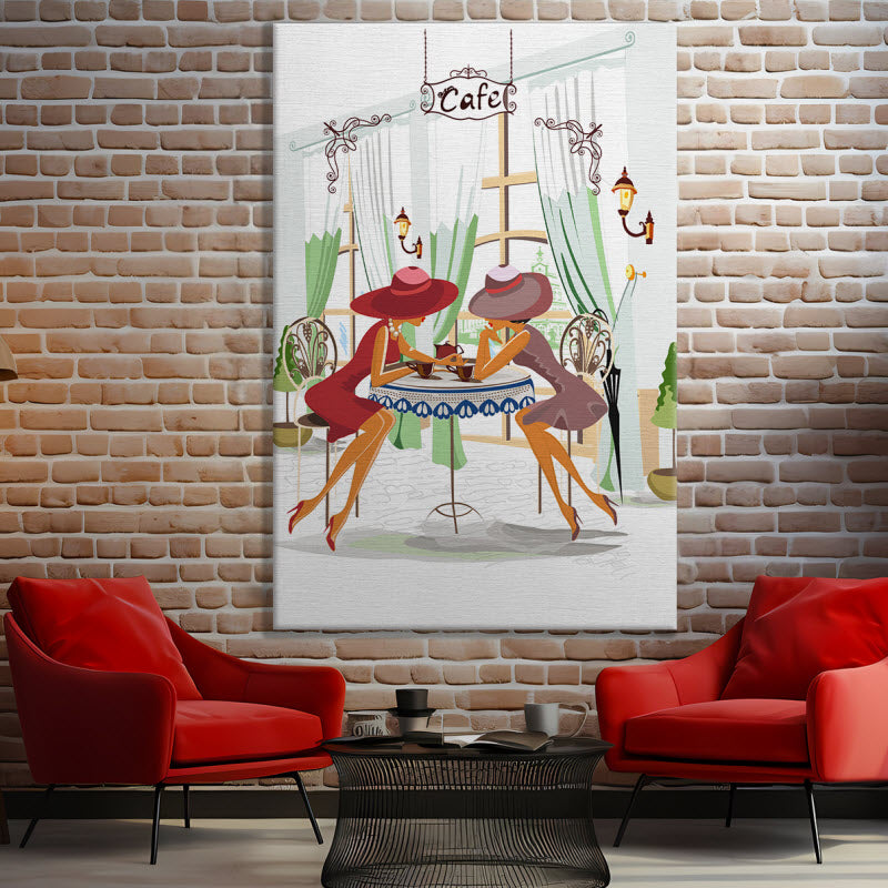 Leinwand mit Motiv: Modische Frauen im Cafe