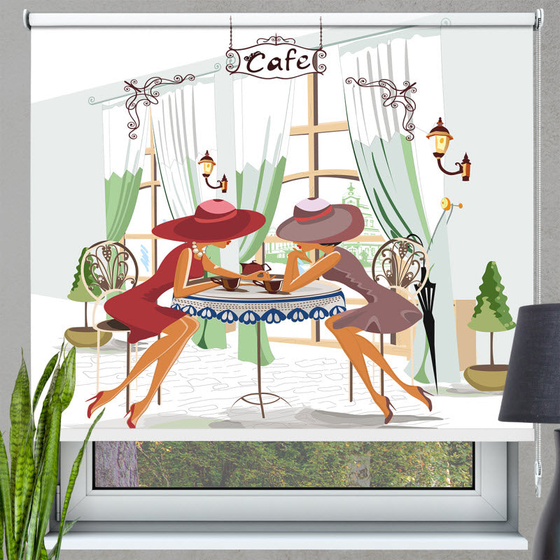 Rollo mit Motiv: Modische Frauen im Cafe