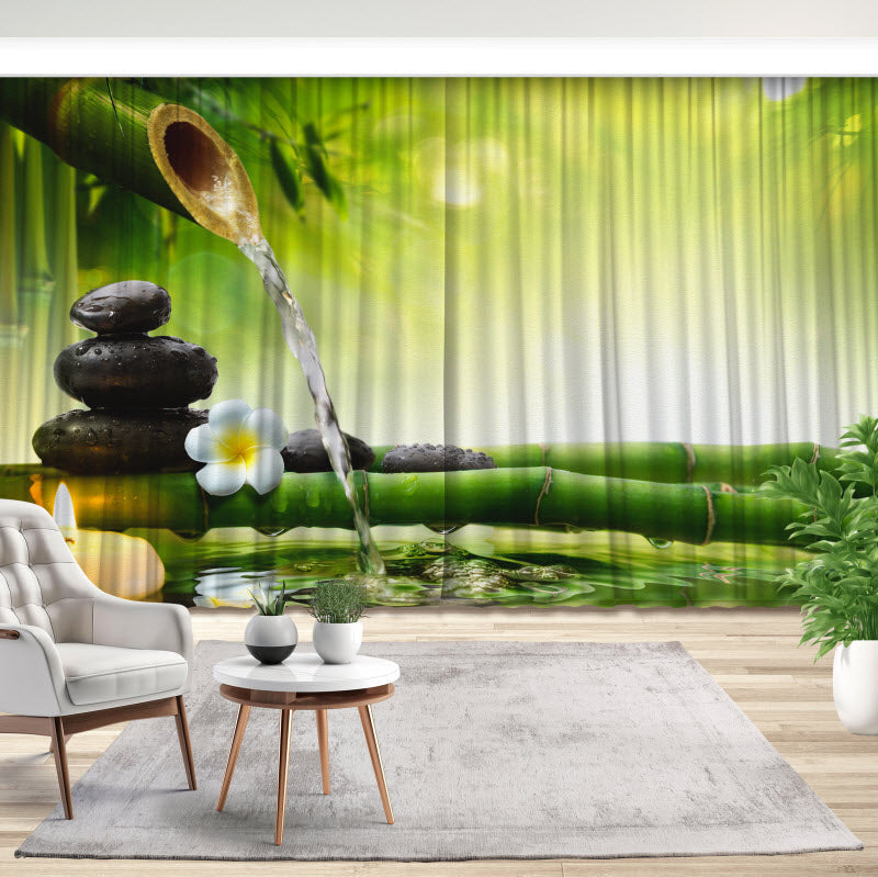 Fotovorhang: Bambus im Wasser mit Kerze