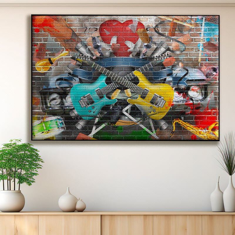 Akustikstoff mit Motiv: Graffiti Gitarre