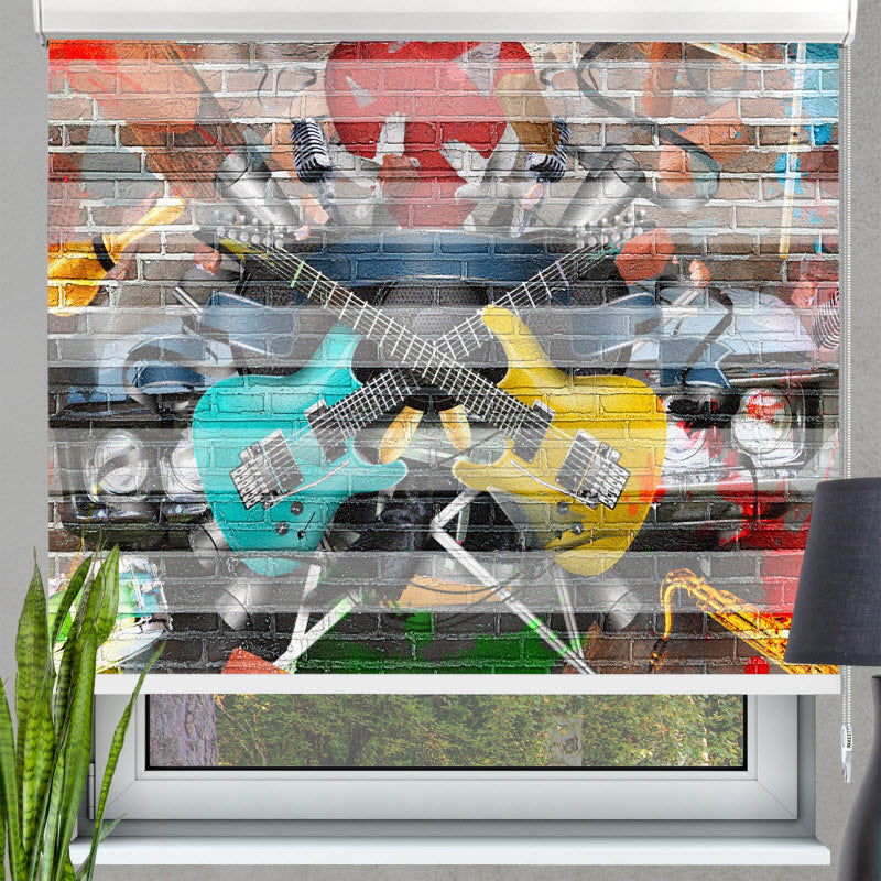 Doppelrollo mit Motiv: Graffiti Gitarre