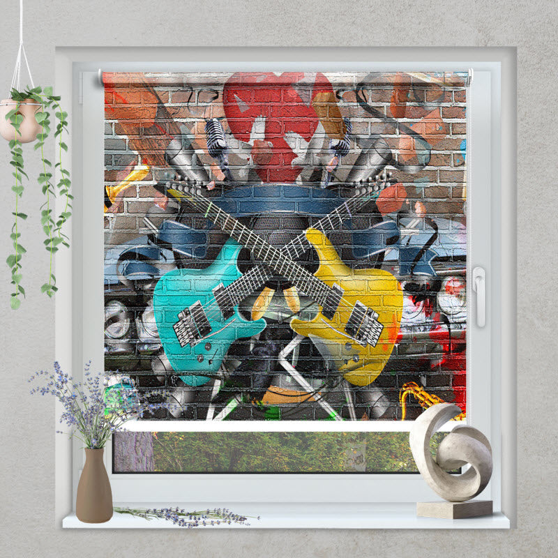 Klemmfix Rollo mit Motiv: Graffiti Gitarre