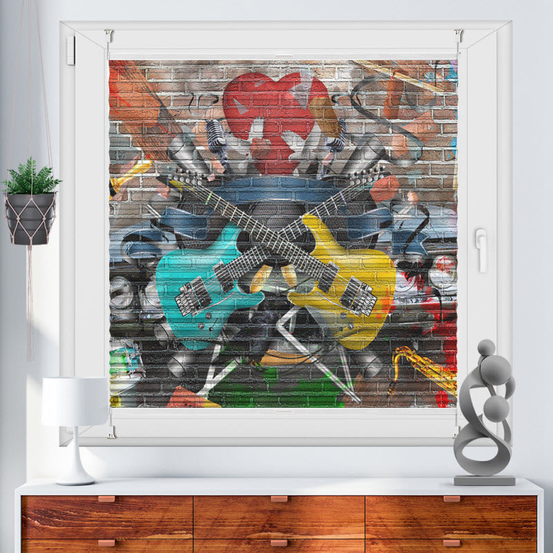 Wabenplissee mit Motiv: Graffiti Gitarre