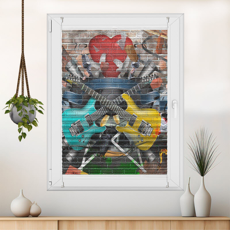 Plissee mit Motiv: Graffiti Gitarre
