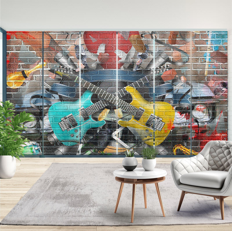 Schiebegardine mit Motiv: Graffiti Gitarre
