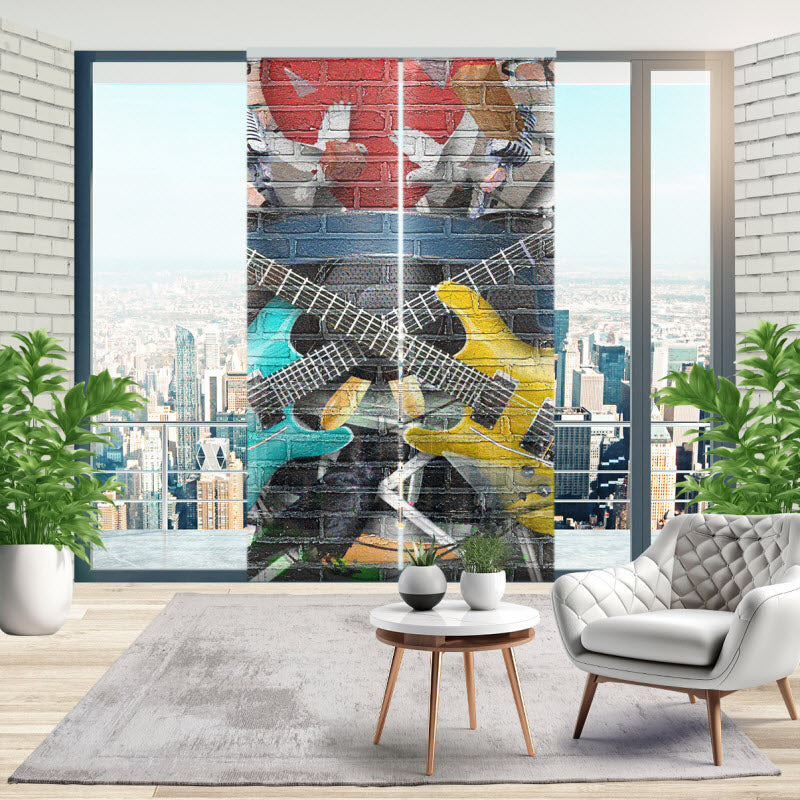 Schiebegardine mit Motiv: Graffiti Gitarre