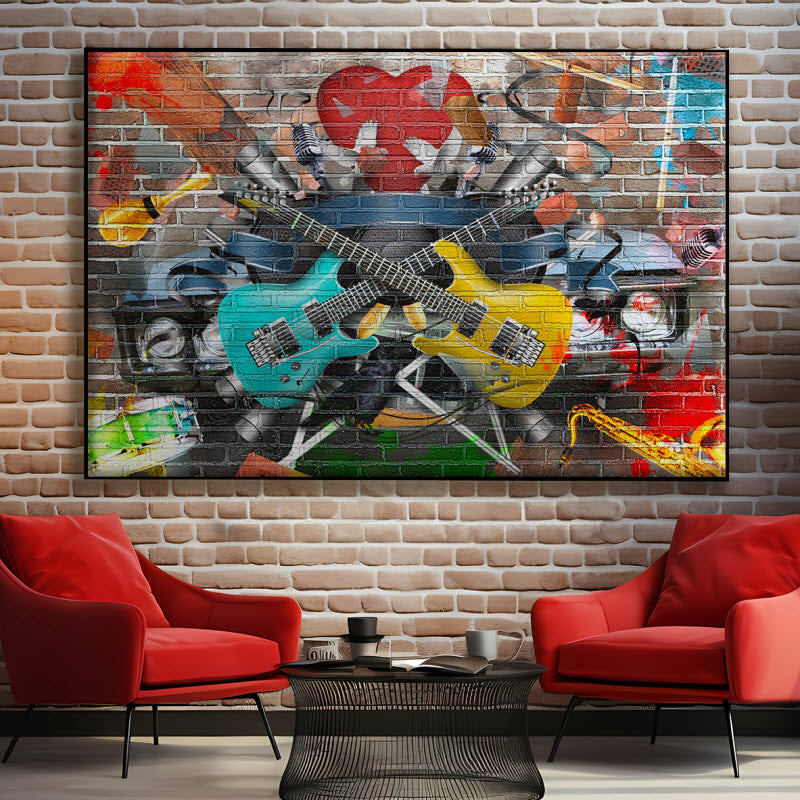Textilspannrahmen mit Motiv: Graffiti Gitarre