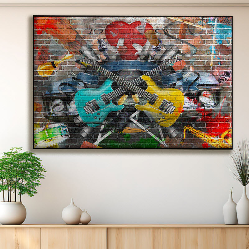 Textilspannrahmen mit Motiv: Graffiti Gitarre