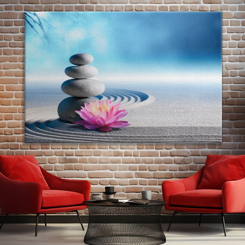 Leinwand mit Motiv: Spa Steine mit Seerose im Sand
