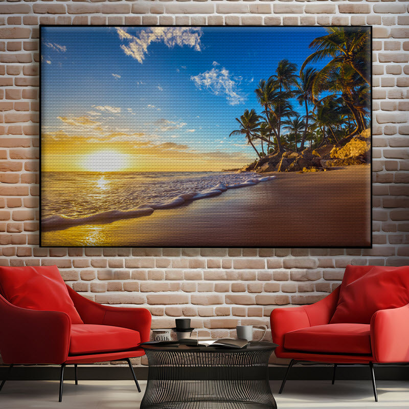 Akustikstoff mit Motiv: Sonnenuntergang am Meer