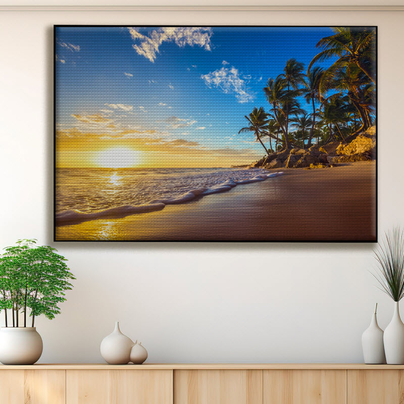 Akustikstoff mit Motiv: Sonnenuntergang am Meer