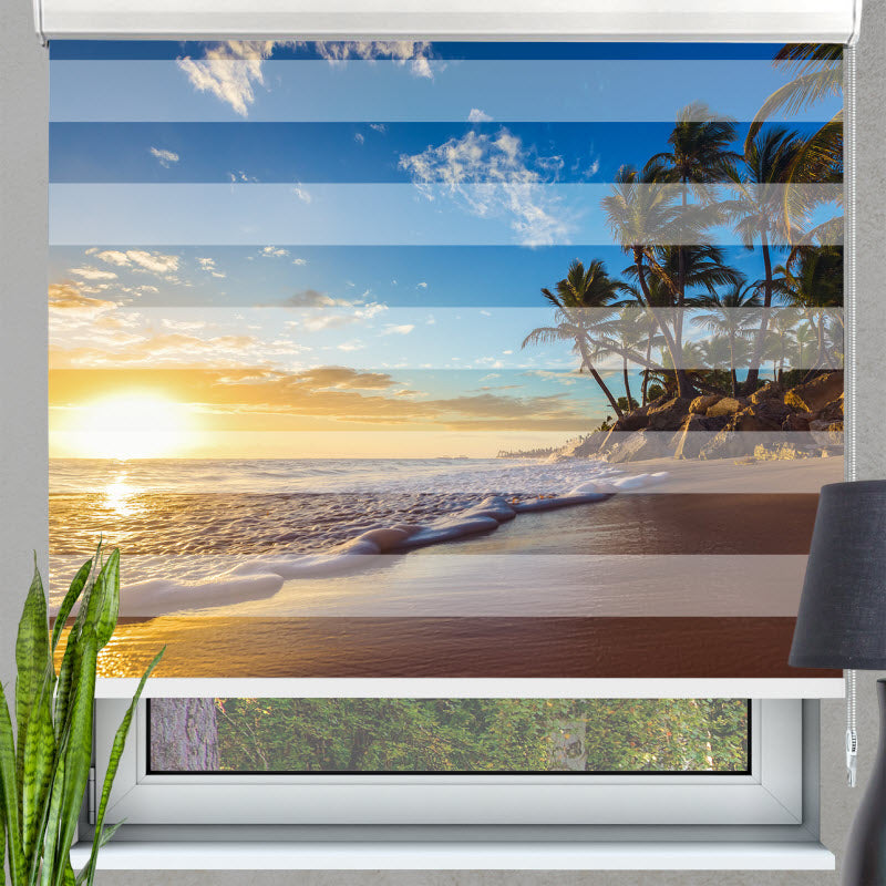 Doppelrollo mit Motiv: Sonnenuntergang am Meer