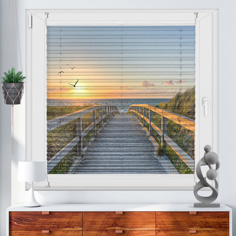 Wabenplissee mit Motiv: Sonnenuntergang in Sylt