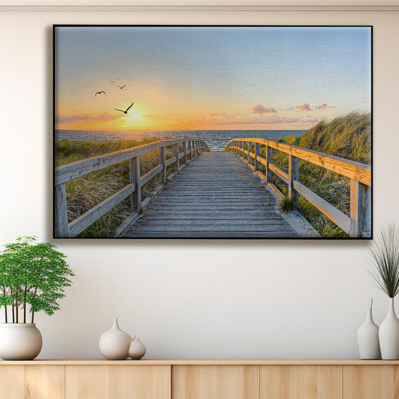 Textilspannrahmen mit Motiv: Sonnenuntergang in Sylt