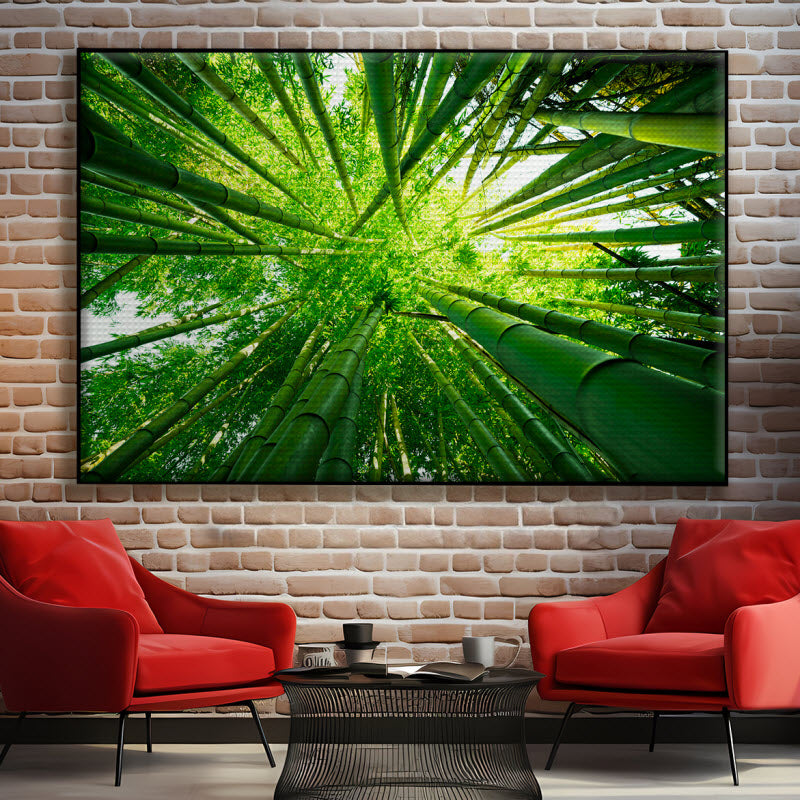 Akustikstoff mit Motiv: Grüne Bambusse