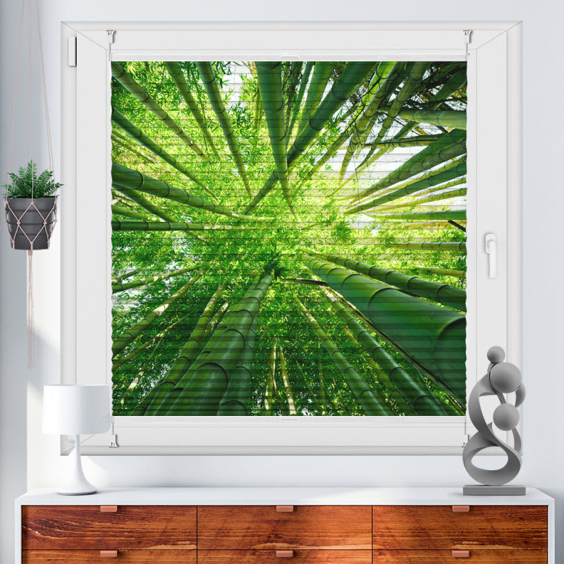 Wabenplissee mit Motiv: Grüne Bambusse