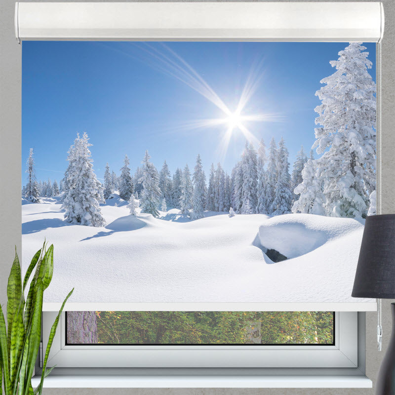 Kassettenrollo mit Motiv: Verschneite Winterlandschaft