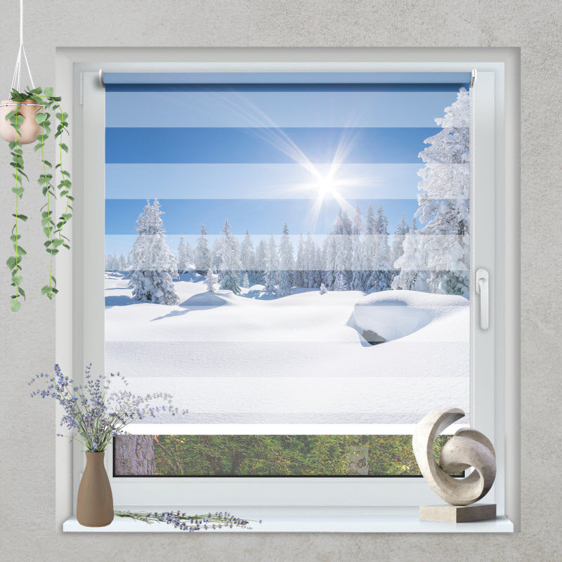 Klemmfix Doppelrollo mit Motiv: Verschneite Winterlandschaft