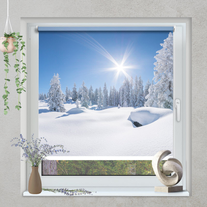Klemmfix Rollo mit Motiv: Verschneite Winterlandschaft