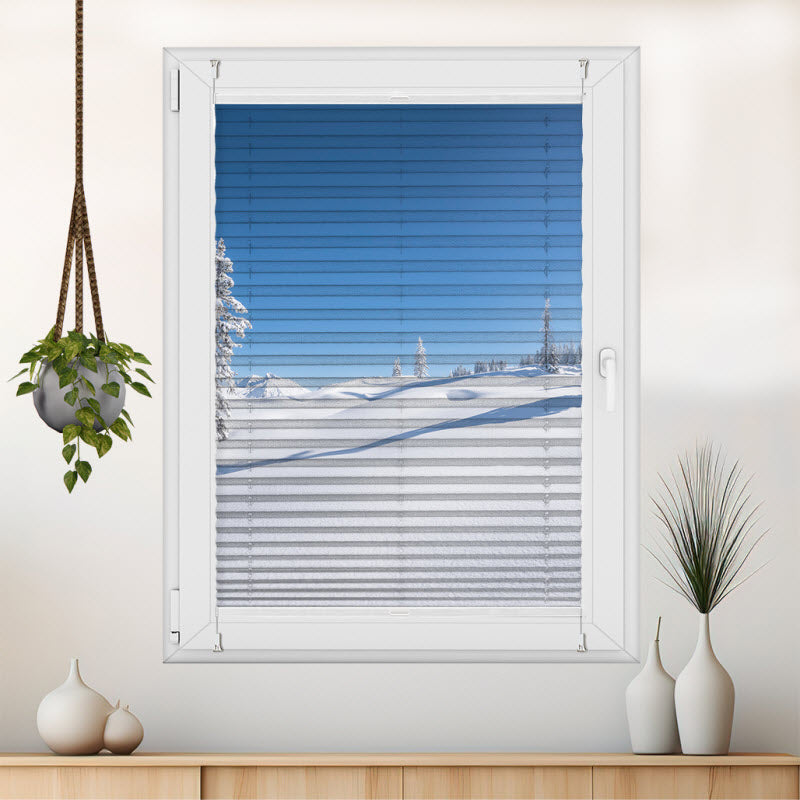 Plissee mit Motiv: Verschneite Winterlandschaft