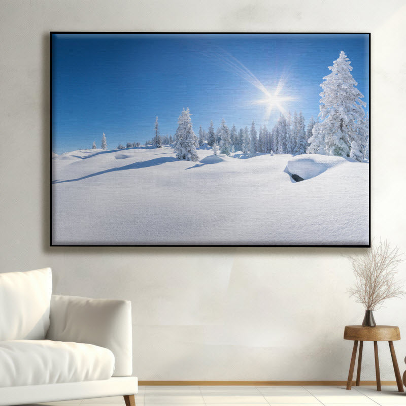 Textilspannrahmen mit Motiv: Verschneite Winterlandschaft