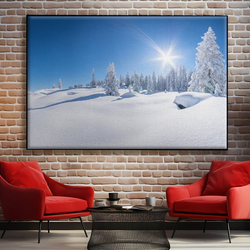 Textilspannrahmen mit Motiv: Verschneite Winterlandschaft