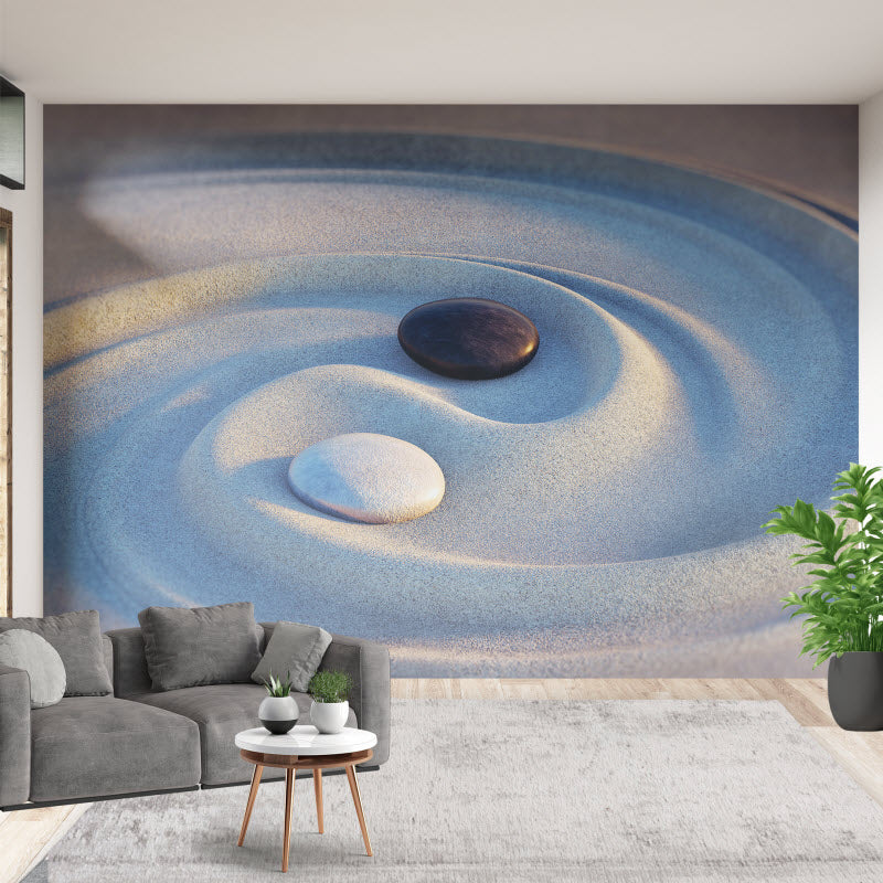 Tapete mit Motiv: Steine im Sand - Yin Yang