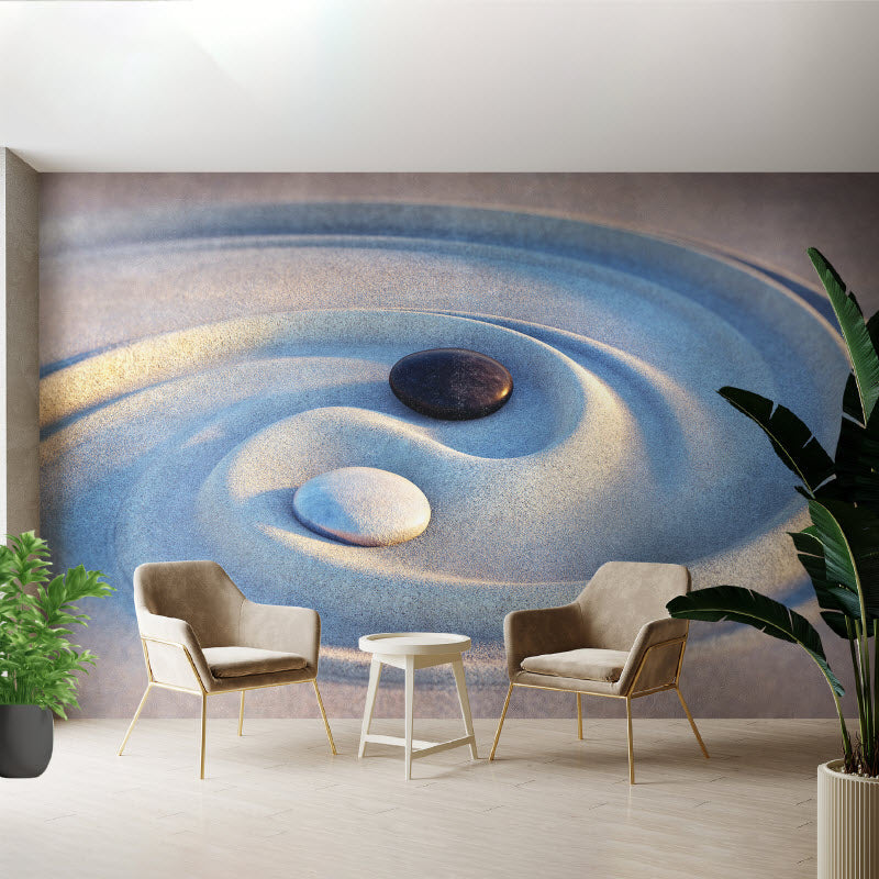 Tapete mit Motiv: Steine im Sand - Yin Yang