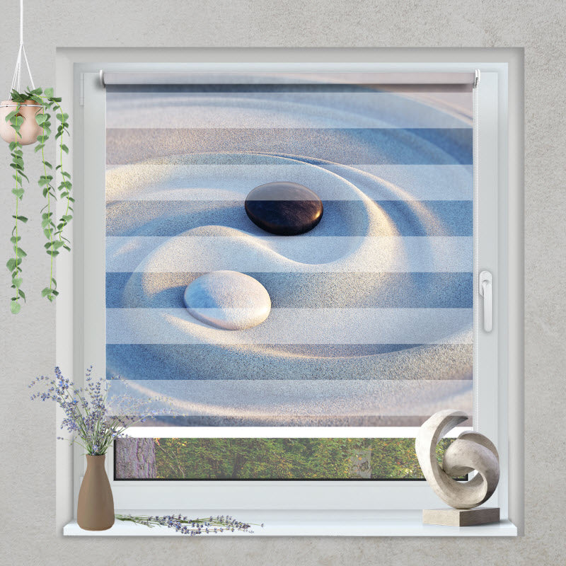 Klemmfix Doppelrollo mit Motiv: Steine im Sand - Yin Yang
