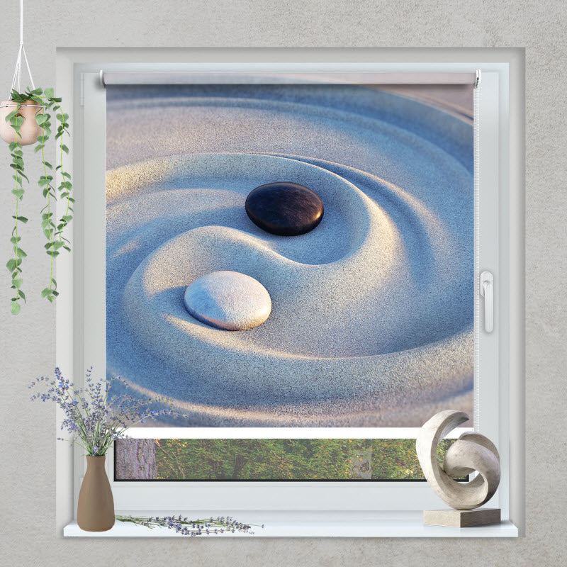 Klemmfix Rollo mit Motiv: Steine im Sand - Yin Yang
