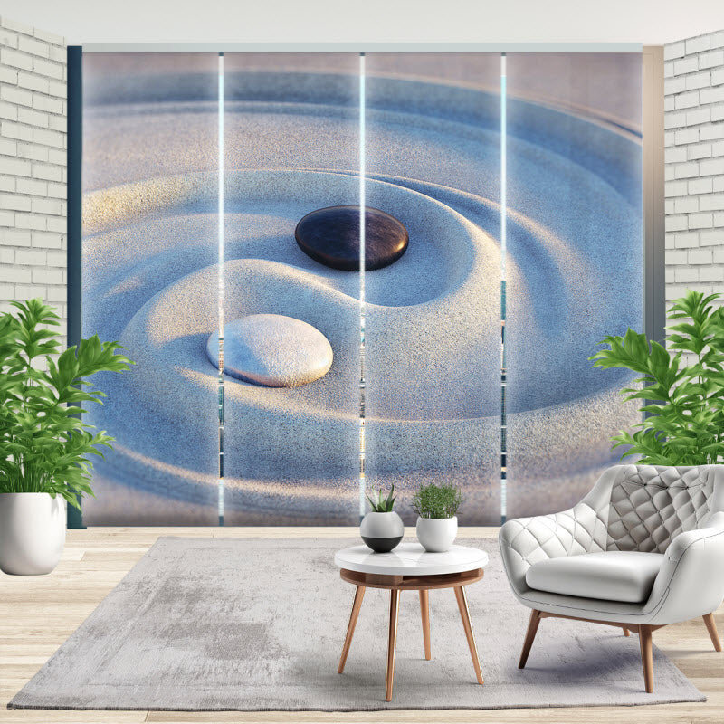 Schiebegardine mit Motiv: Steine im Sand - Yin Yang