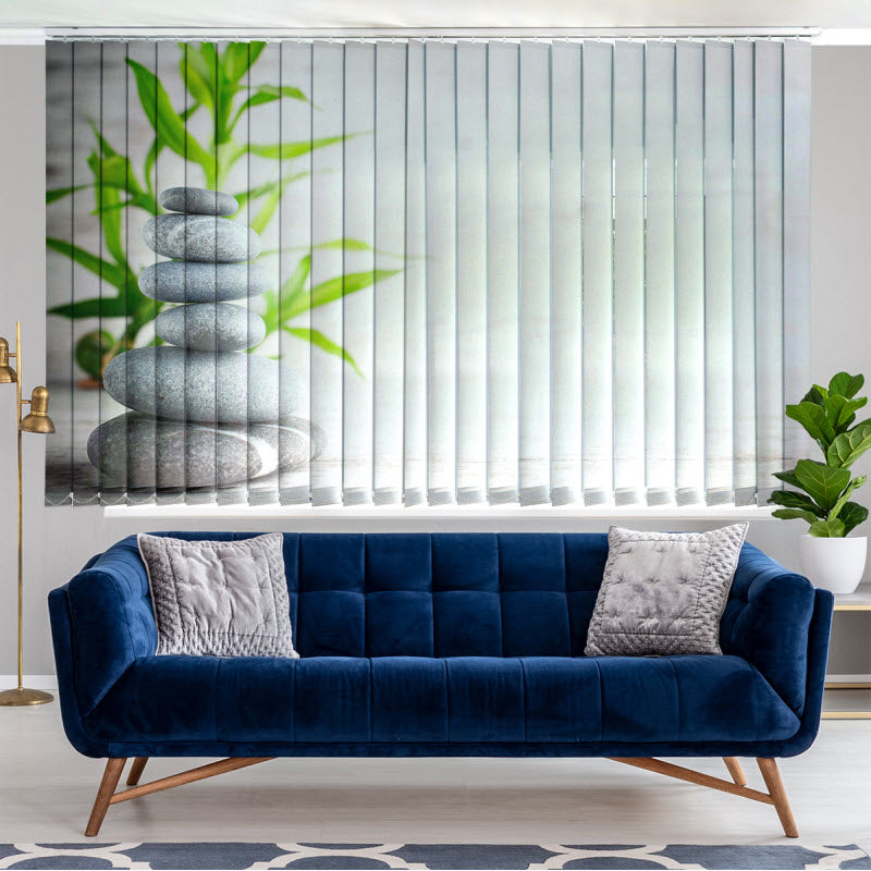 Lamellenvorhang mit Motiv: Spa Steine grau