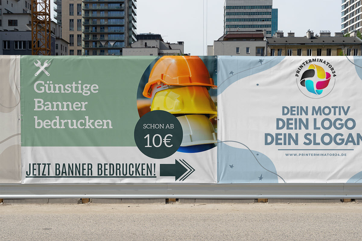 Bedruckte Banner an der Baustelle