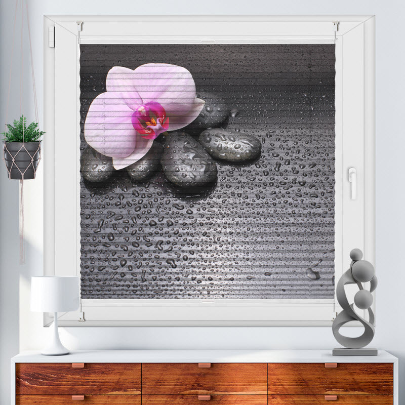 Plissee mit Motiv: Spa Steine