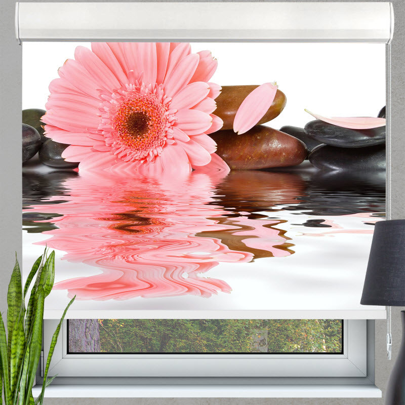 Kassettenrollo mit Motiv: Rosa Blume