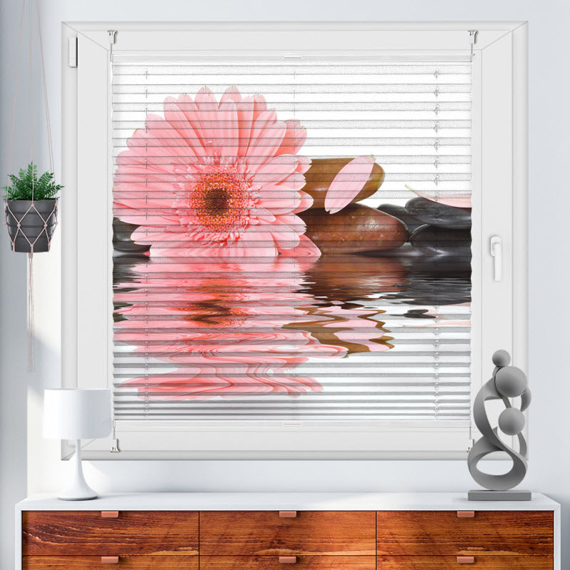 Wabenplissee mit Motiv: Rosa Blume