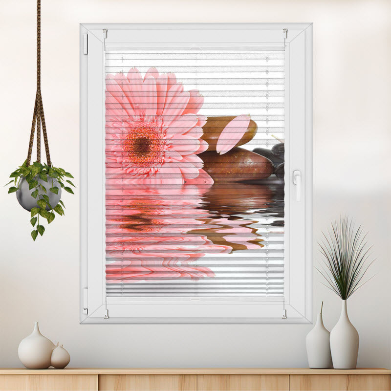 Plissee mit Motiv: Rosa Blume